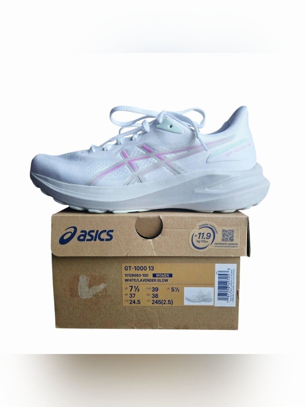 ASICS Women's Running Shoe - White with Lavender Accents
